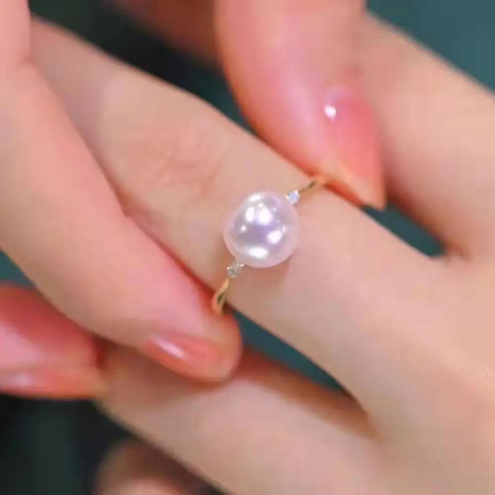 

Luxurious Temperament Aurora Austria A Pearl Ring Minimalist Design Index Finger Vegetarian Ins Advanced Sense