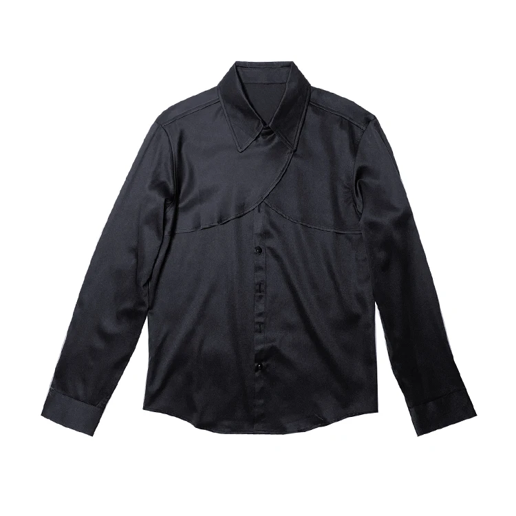 Длинная рубашка с пуговицами и разрезом мужская Свободная индивидуальная