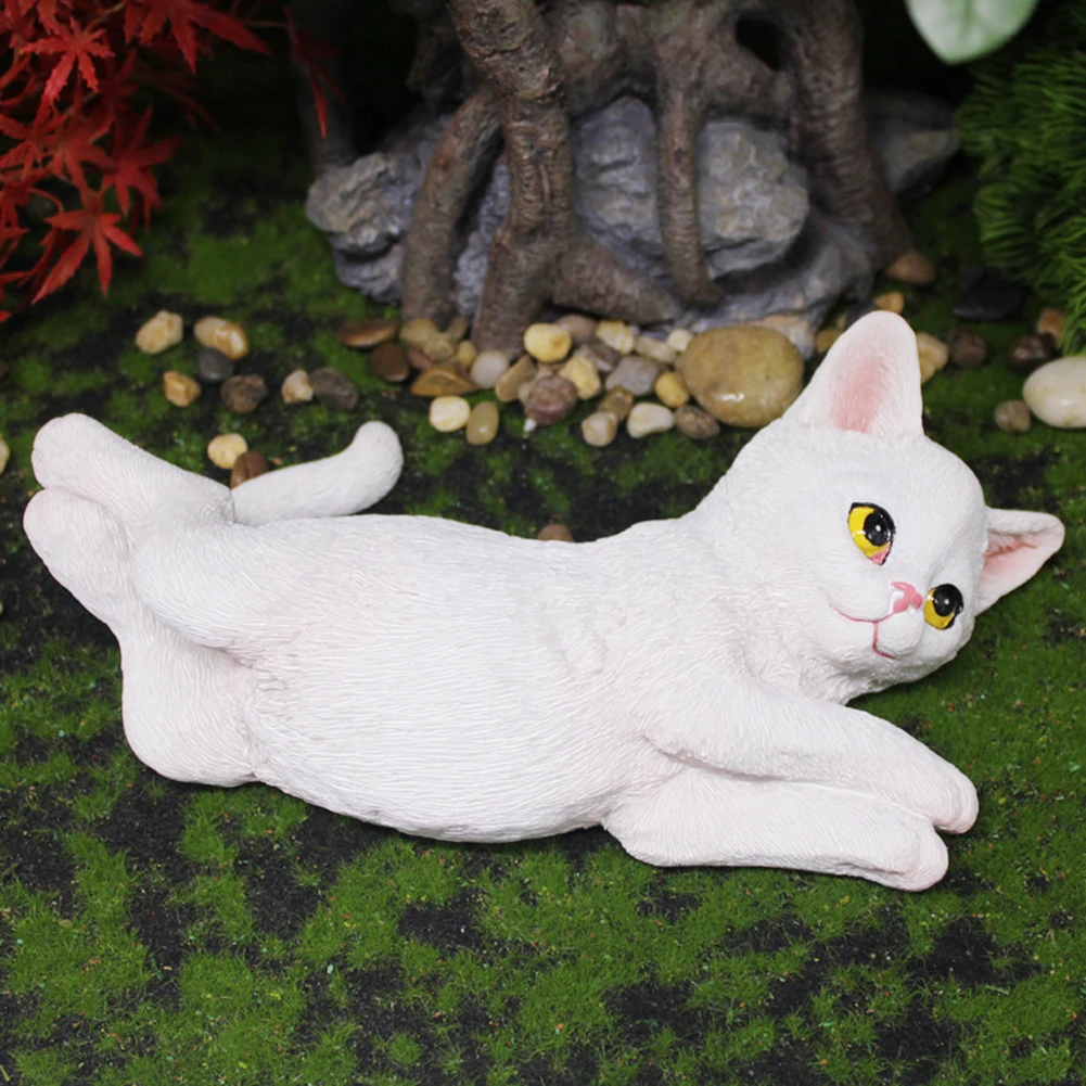 

Resin Cute Cat Art Animal Statue Hand-Painted Figurine Home Decoration Placed Randomly Desktop Crafts for Backyard Terrace Props