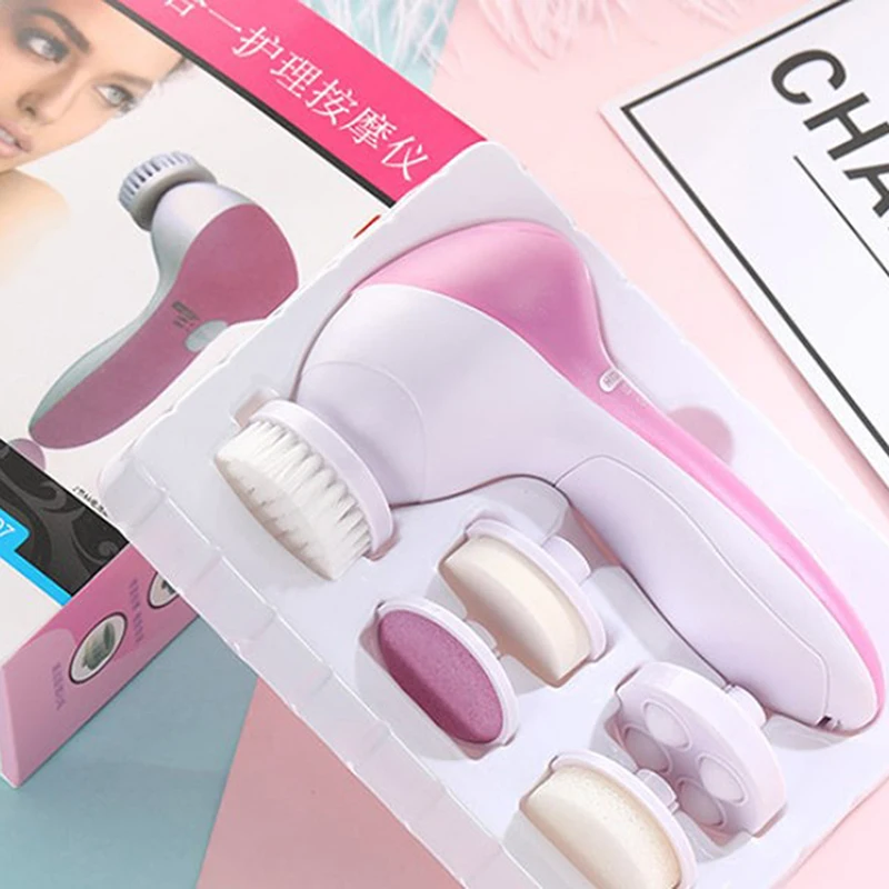 

5 in 1 Face Cleansing Brush Silicone Facial Brush Electric Wash Face Machine Deep Cleaning Pore Skin Care Face Massage Brush