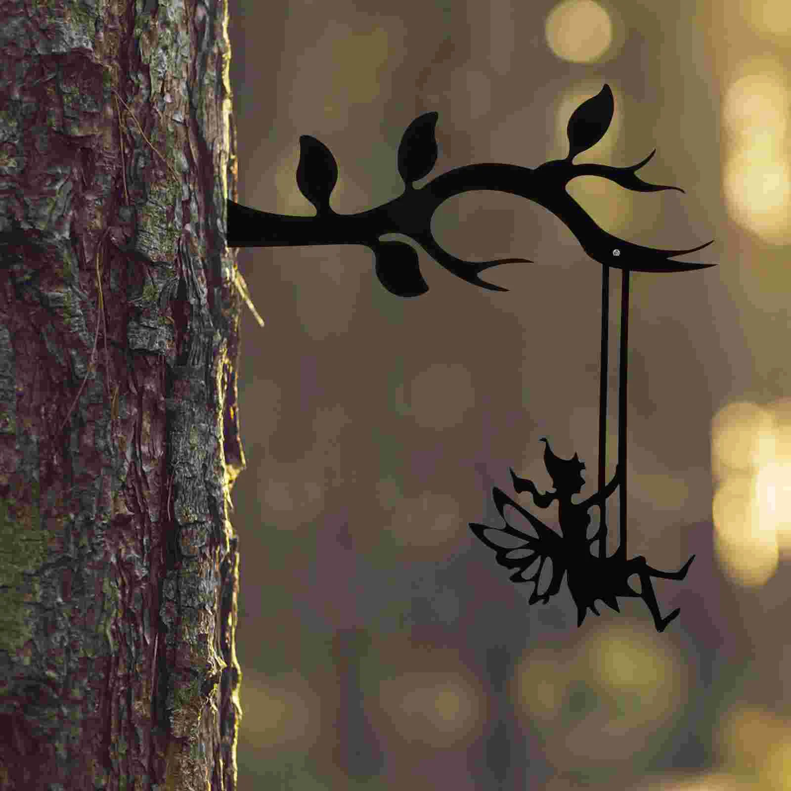 

Fairy Metal Wall Decor Backdrop Ornament Jewelry Tree Stake Silhouette Garden On Branch Sculpture