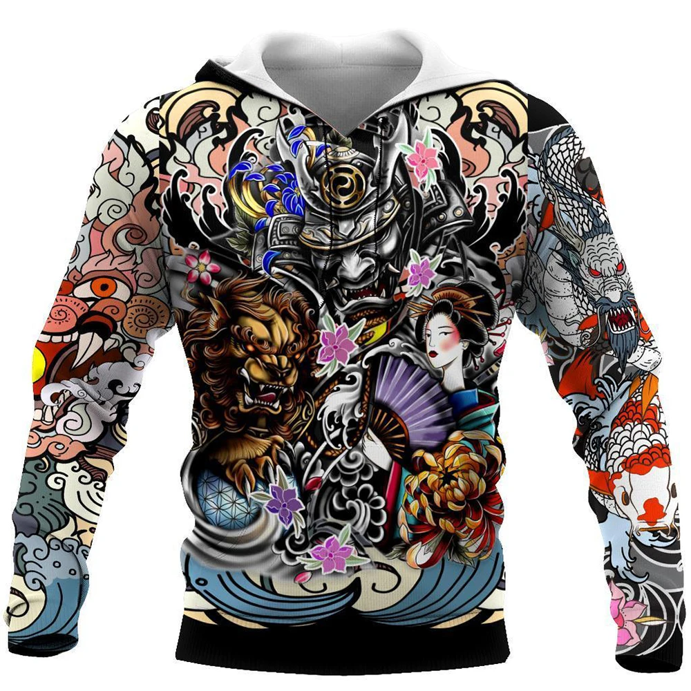 

CLOOCL Samurai Geisha and Lion Tattoo 3D All Over Printed Men's Hoodie & Sweatshirt Unisex Zipper Hoodies Casual Streetwear