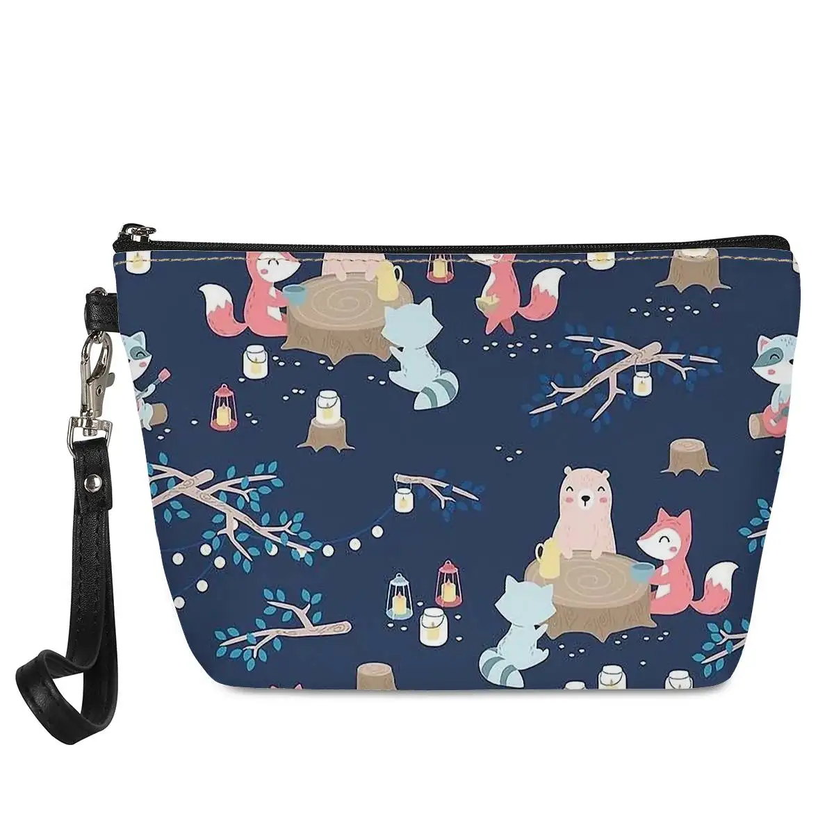 Woodland Animals Pattern Print Decoration Toiletry Bag Girl Women Zipper Neceser Outdoor Party Storage Make Up Cases