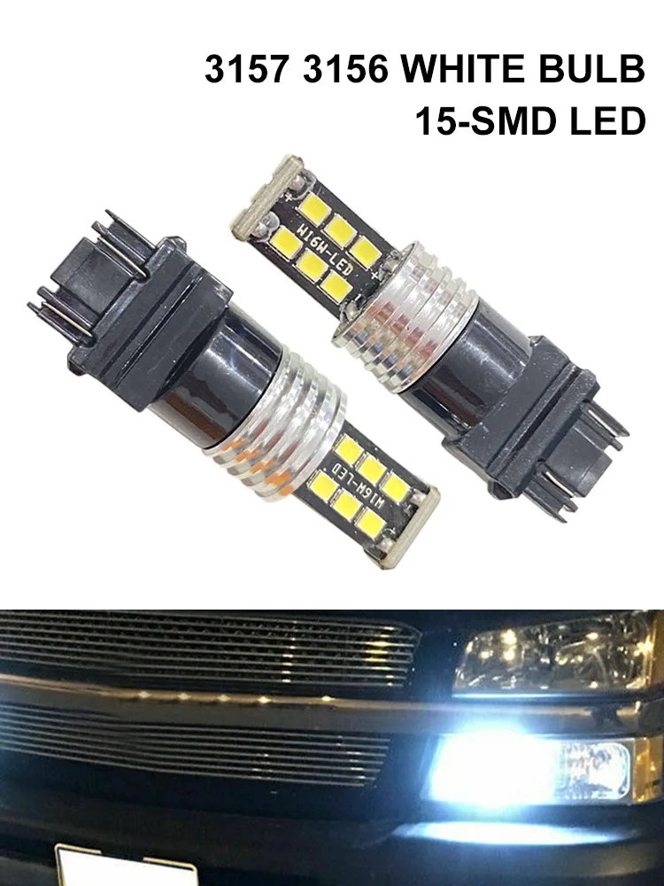 

2pcs 3157 3156 Car LED Bulbs 2835-15-SMD 12V 6000K White DRL Light Daytime Running Light Tail Light Turn Signal Car Accessorie