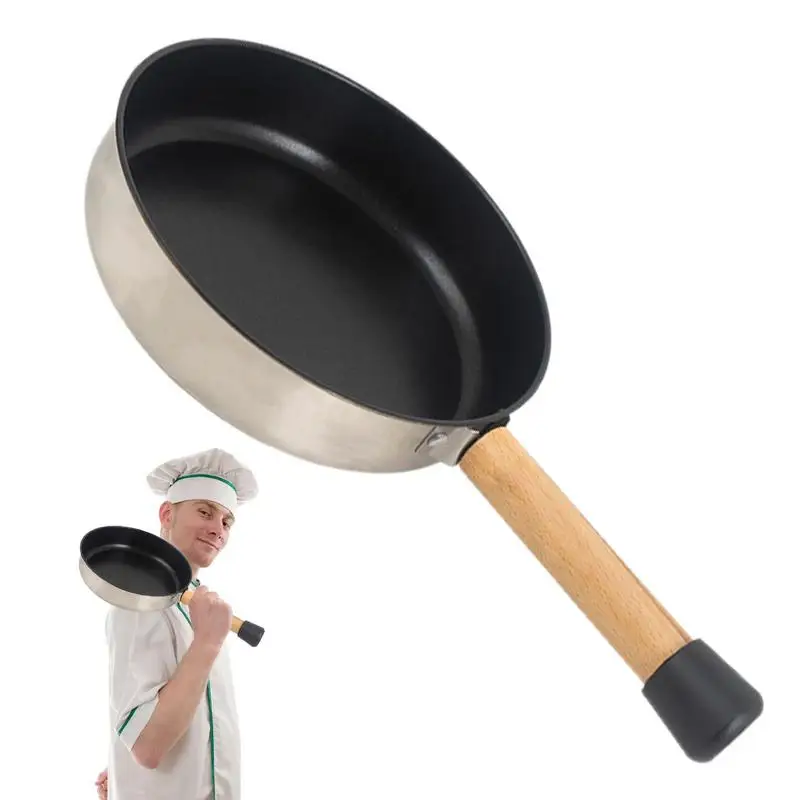 Сковорода Из Нержавеющей Стали с деревянной ручкой диаметр 20 5 см