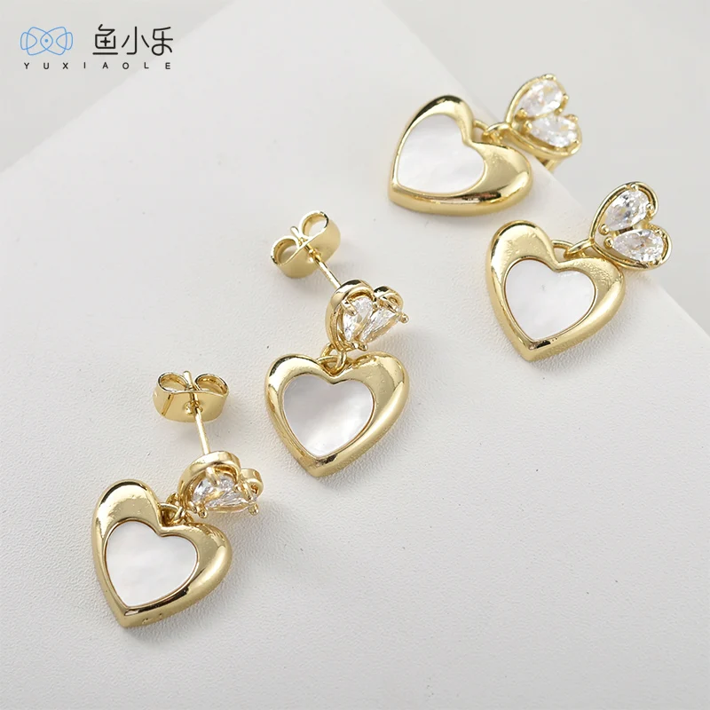 4K Electroplated Real Gold Color Retaining Height Texture Sticking Love Earrings Ear Studs DIY Rings Handmade Acce...
