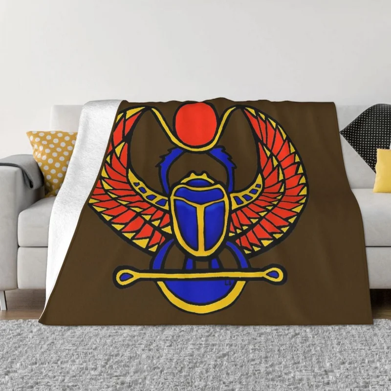 

Ancient Moon Blanket Flannel Decoration Scarab Portable HomeBedspread