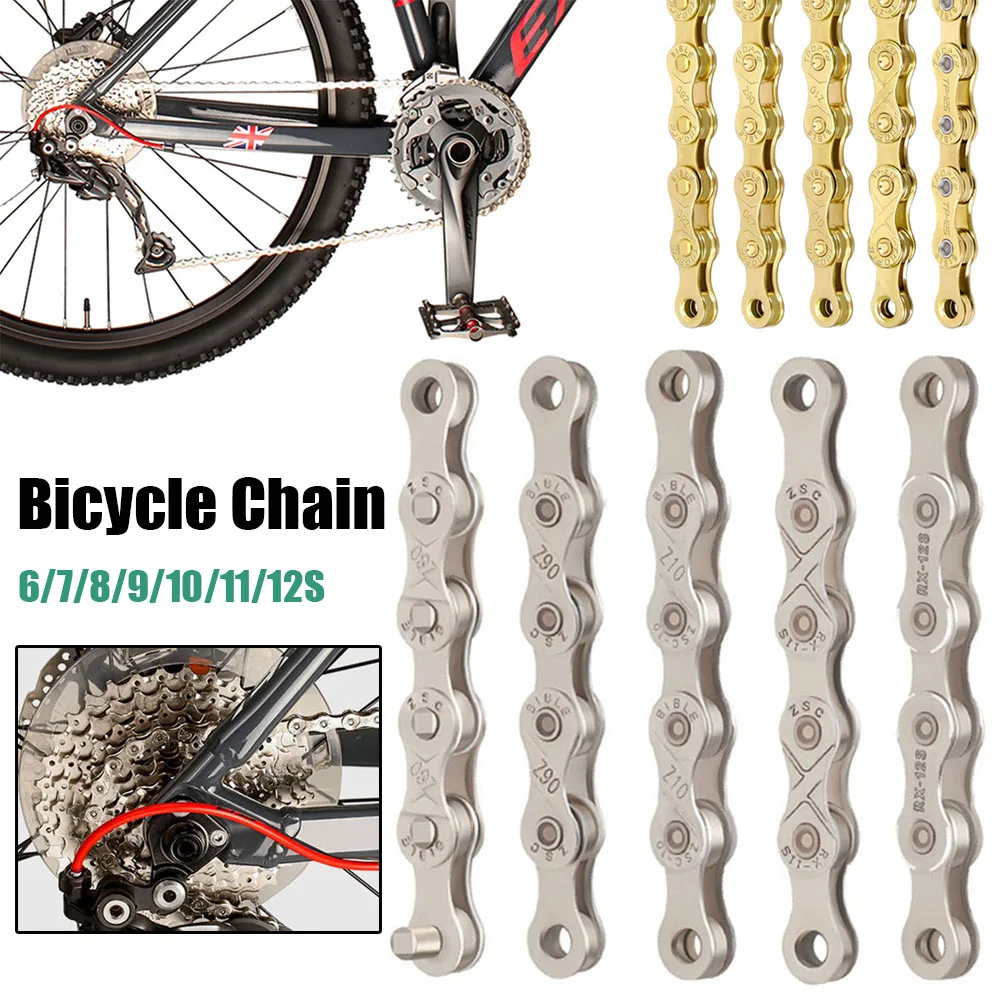 

6/7/8/9/10/11/12 Speed Bicycle Chain 116 Links Adjustable Freewheel Shift Chain With 1 Pair Missing Links MTB Road Bike Parts