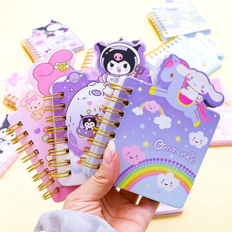 

4-16pcs Sanrio Notebook Melody Kuromi Cinnamoroll Portable Notepad Daily Weekly Agenda Planner Stationery Office School Supplies