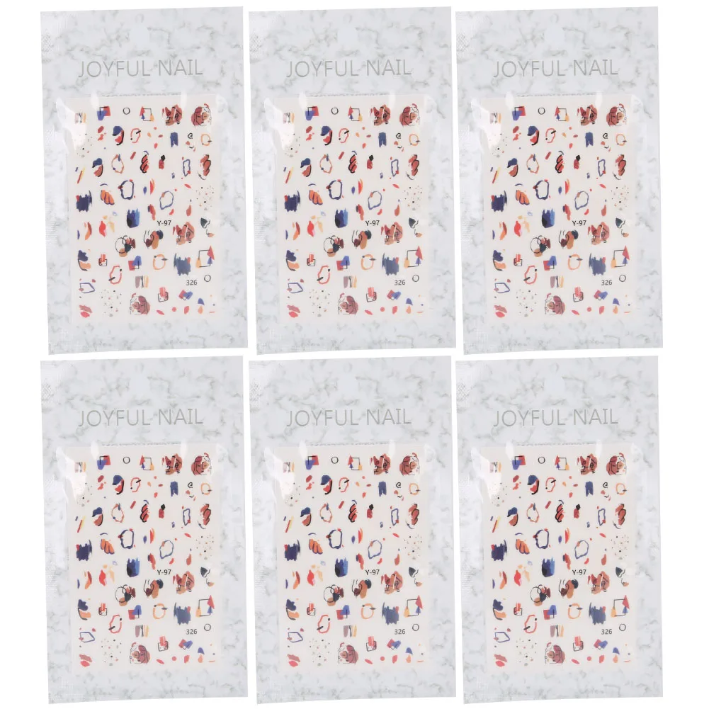 

6pcs Exquisite Pattern Nail Art Sticker Fashionable Nail DIY Decal Manicure Tool