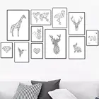Абстрактная Геометрия, алмаз, лиса Олень Медведь волк Wall Art Холст Картина Nordic постеры с животными и принты настенные картины для домашнего декора