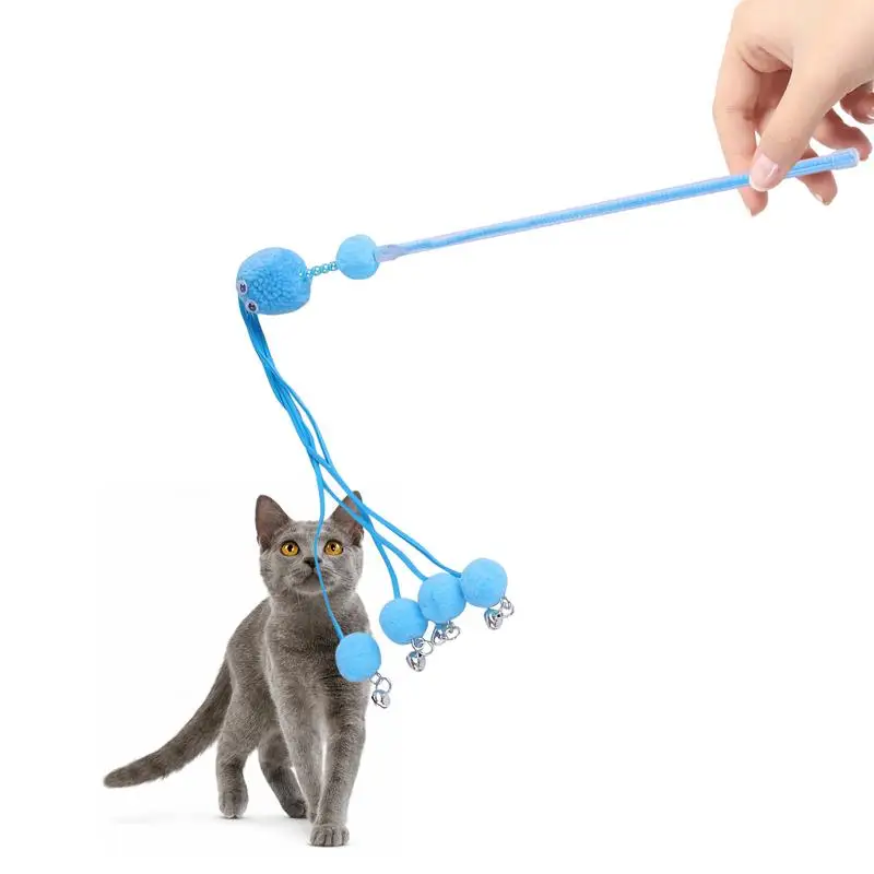 

Pet Cat Teaser Toys Wand Cat Catcher Teaser Stick Cat Interactive Toys Rod Toy With Bell Ball Teaser Wand Training Toy For Cats