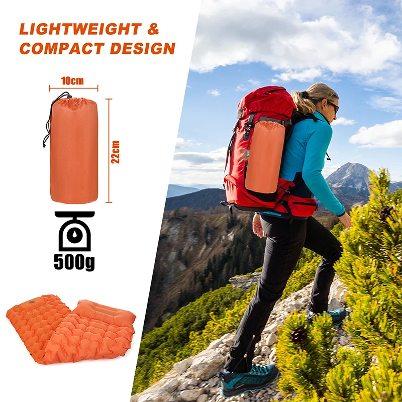 

Туристический надувной матрас, портативный, Нейлоновый, с воздушной подушкой, ТПУ, для походов и пикника, быстрая надувка