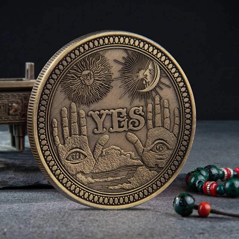 

Yes or No Prediction Decision Coin Ouija All-Seeing Eye or Death Angel Gothic Copper Plated Coin Souvenir Commemorative Coin