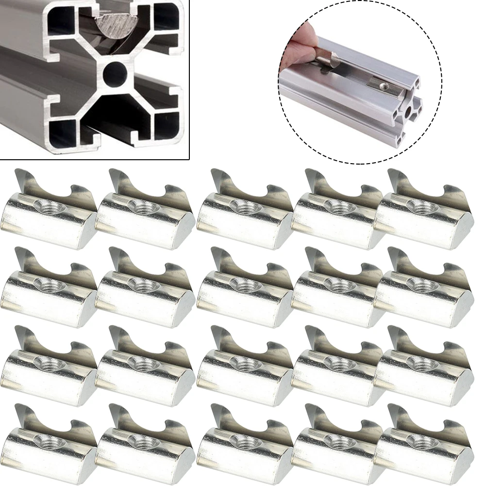 

20pcs M8 Shrapnel Nut Solar Photovoltaic Aluminum Profile Accessories Nut Block M8 Positioning Nut Solar System Parts