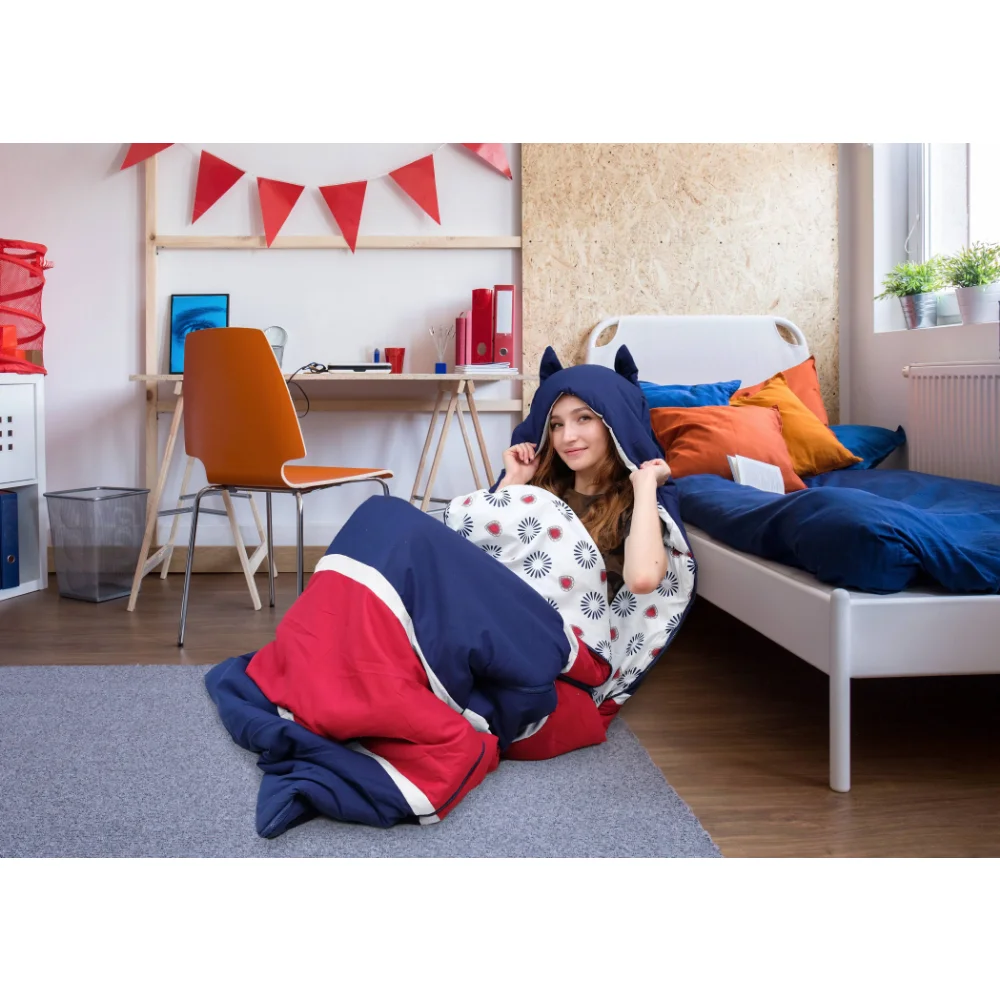 

Holger 1-Piece Color Block Sleeping Bag, Twin X-Long, Navy/Red/White