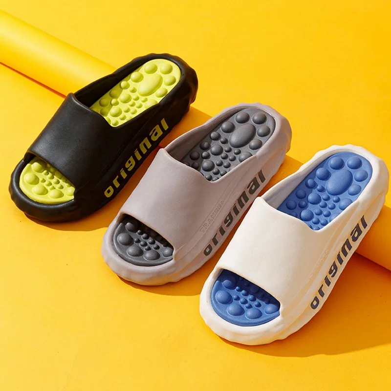 

Summer Slippers Thick Platform Sandals Woman Summer 2023 Home Slippers Indoor Mute Soft-Soled Flip Flops Couple Non-Slip Slides