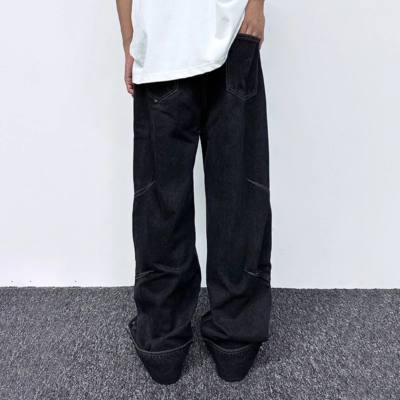 Новые модные мужские джинсы PFNW корейские свободные прямые штаны брюки с боковым
