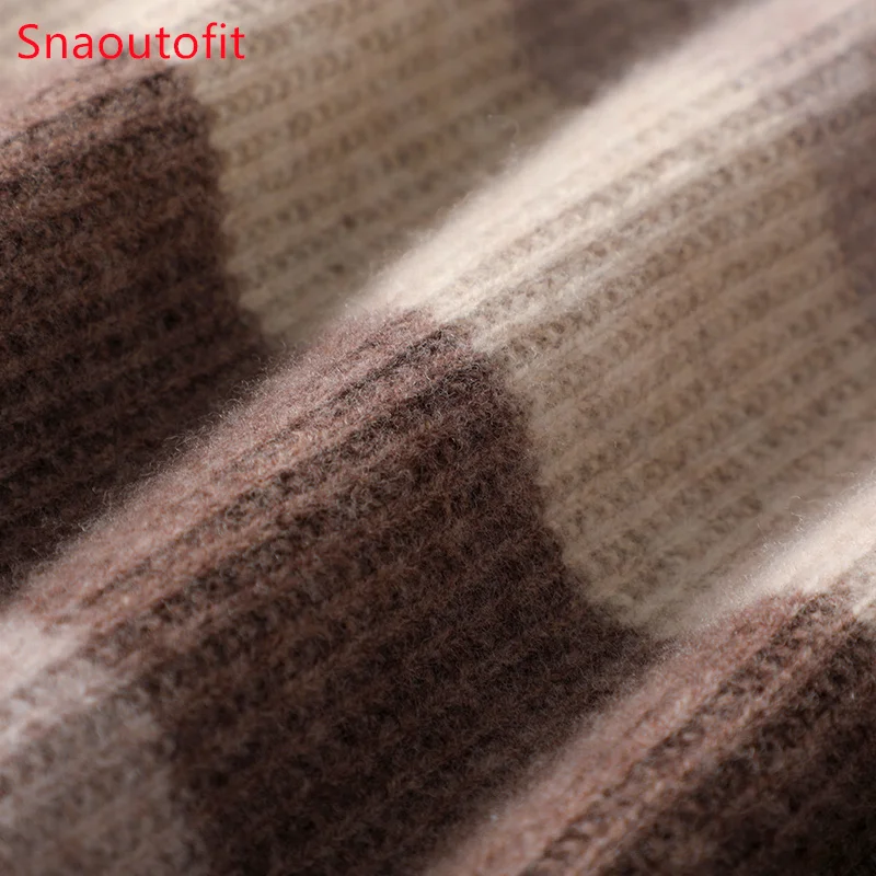 Light Luxury Business Men's Top Autumn Winter Warm Wool Knitt Sweater O-neck Stripe Urban Casual Pullover Loose Dad Formal Wear
