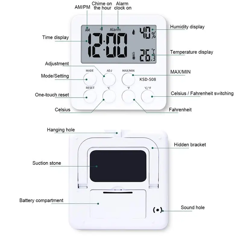 thermometer electronic hygrometer temperature meter humidity gauge multifunctional led time display alarm indoor thermometer free global shipping