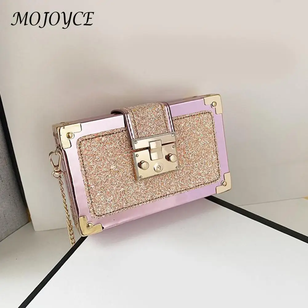 

Модные сумки на плечо с градиентными цветными блестками для женщин и девушек, женская сумка-мессенджер через плечо с цепочкой в форме короб...