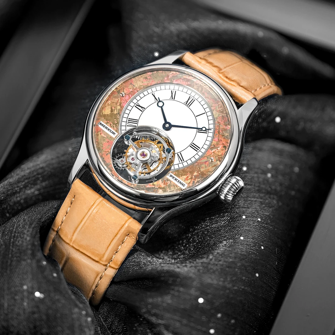 Фото Merkur 100% часы с турбийоном, мужские сапфировые часы для мужчин, механические наручные часы Relogio Masculino, фиолетовые деловые часы 42 мм №5