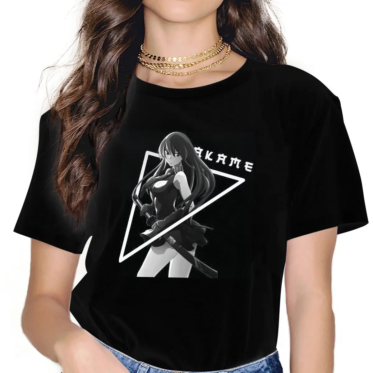 

Женские футболки Akame l, Готическая винтажная женская одежда Akame Ga KILL, большая графическая одежда с коротким рукавом