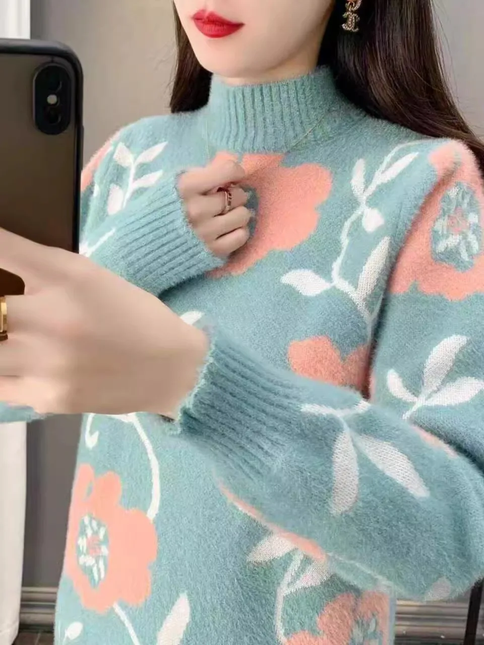 Quali осенне-зимний новый свитер с высоким воротником женский из искусственного