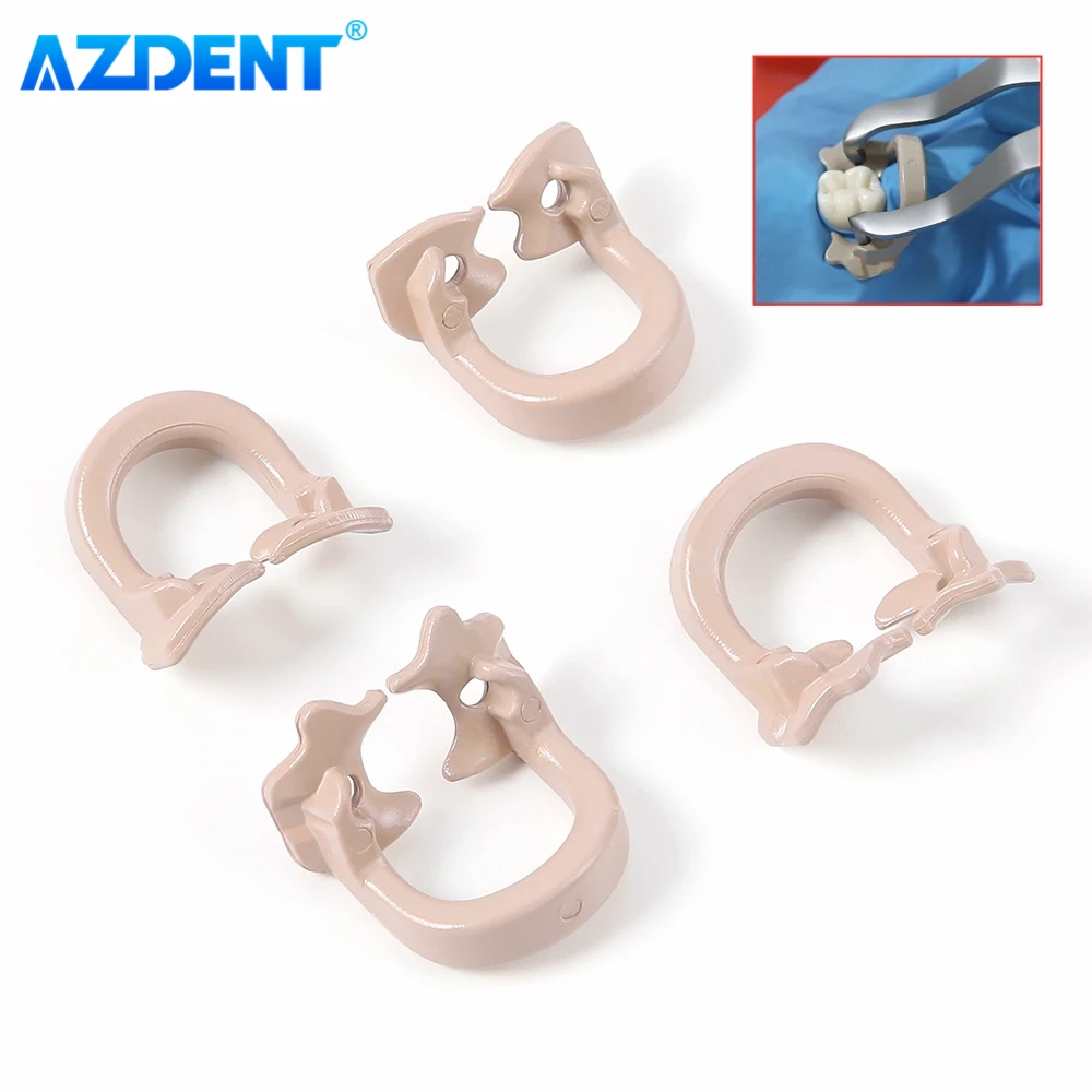 AZDENT 4PCS/Set Dental Dam Rubber Clamp Sectional Matrix Band Molar Barrier Clips Autoclavable Using with Matrix Forming Sheets