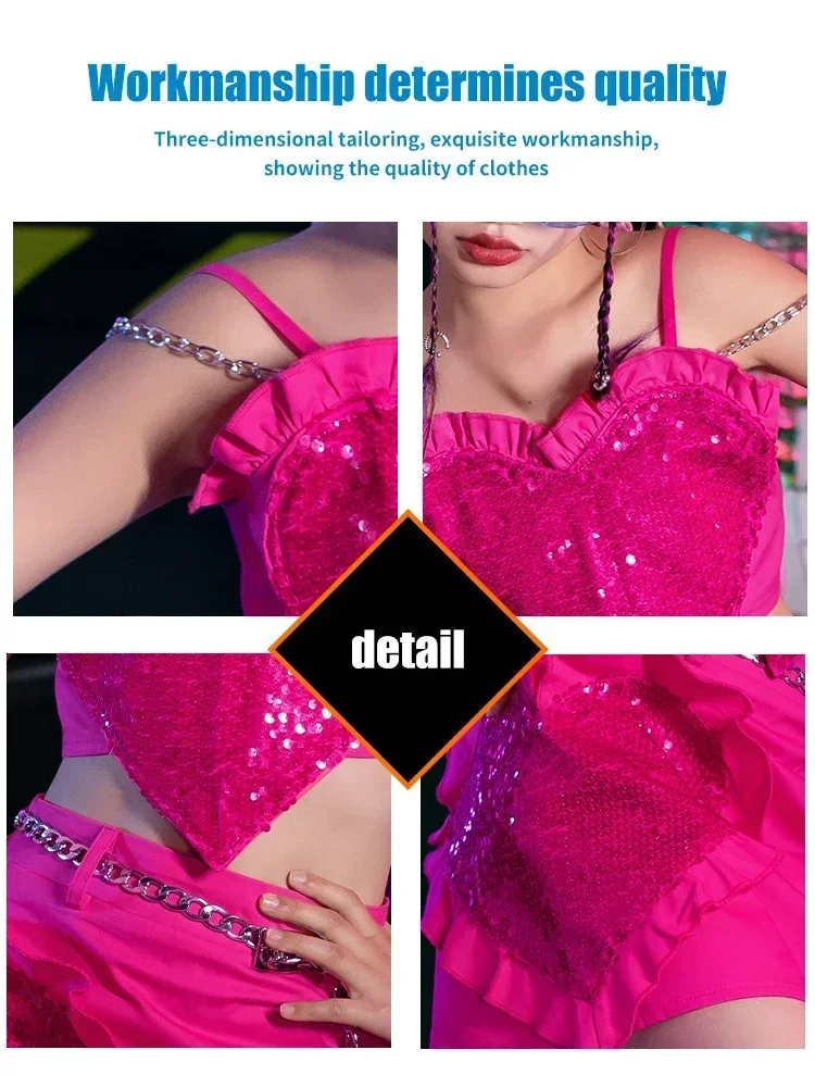 K-PoP Одежда для девочек модный костюм джазовых танцев детский танцевального шоу