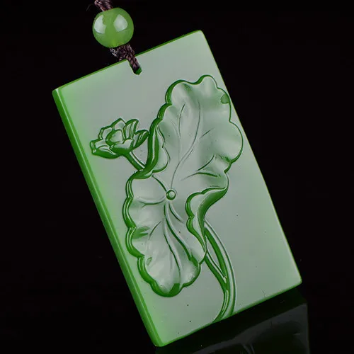 

Xinjiang Hetian Jade Jade Carved Lotus Brand Pendant Spinach Green Pendant Sweater Chain for Men and Women