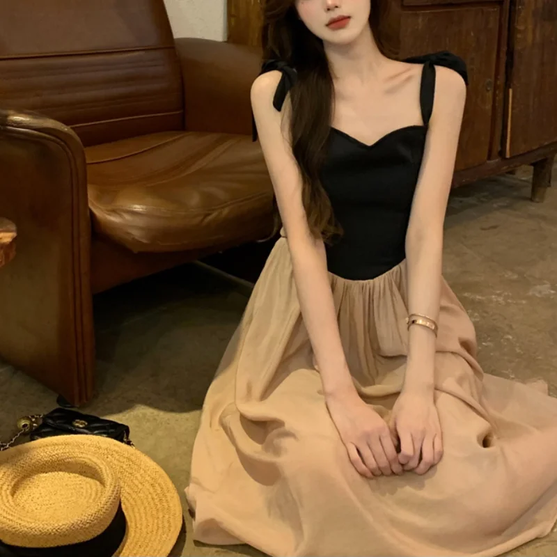 

Evening Party One Piece Dress Korean Fashion 2021 Summer Casual Midi Strap Dress Women French Kawaii Elegant Y2k Dress Female