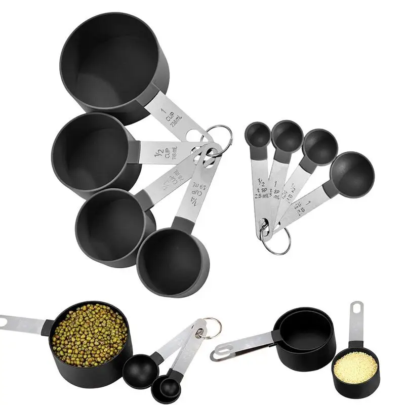 

8pcs Baking Tools Kitchen Measuring Spoon Set Stainless Steel Handle Measuring Cup With Scale Measuring Spoon Kitchen Gadgets