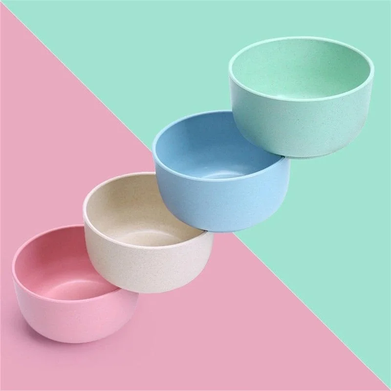 

1 Set Kitchen Tableware Wheat Straw Bowl Food Grade Rice Container Eco-friendly Dinnerware Baby Plate Bowl Dishes Set Kids Plate