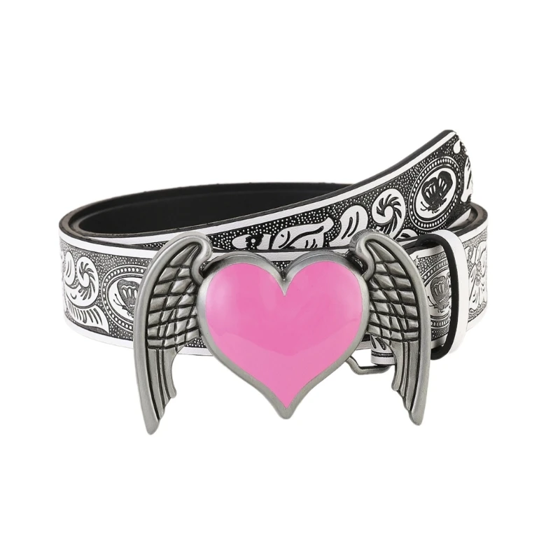 Unique Teens Heart Wing Buckle Belt Eye-catching Adjustable Waist Straps