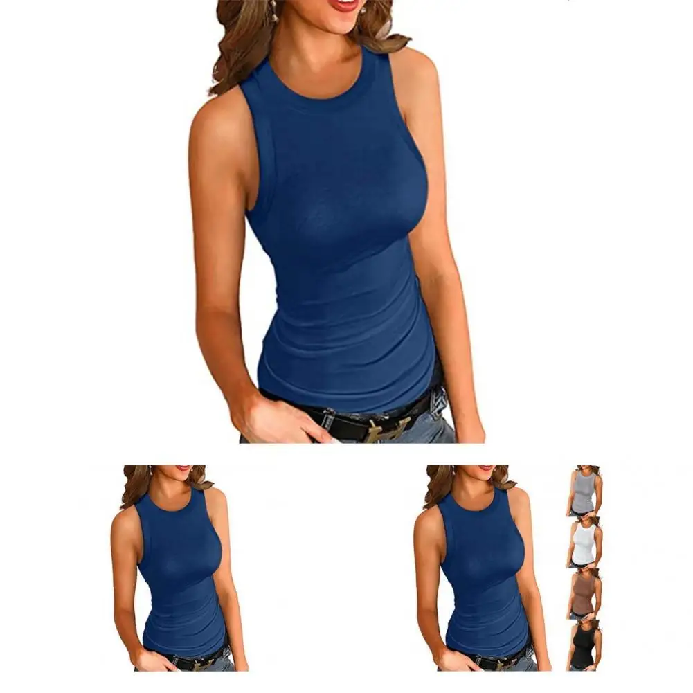 

Simple Women Top Sleeveless Simple Women Vest All Match Stretchy T-shirt