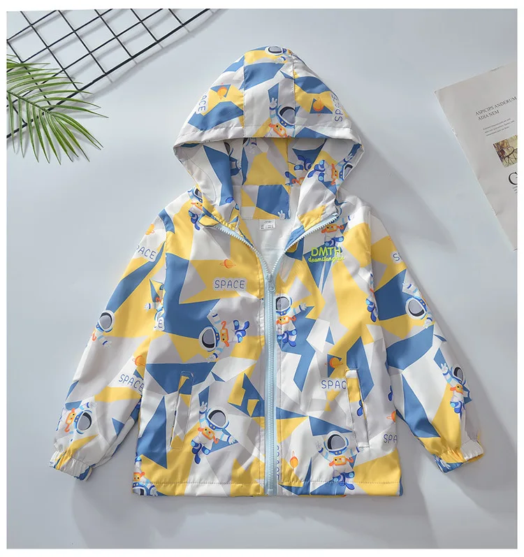 

Spring Autumn Jacket for Girls Coats Hooded Print Baby Girls Boys Clothes Outerwear Kid Windbreaker Teenager Girls Jackets Coats