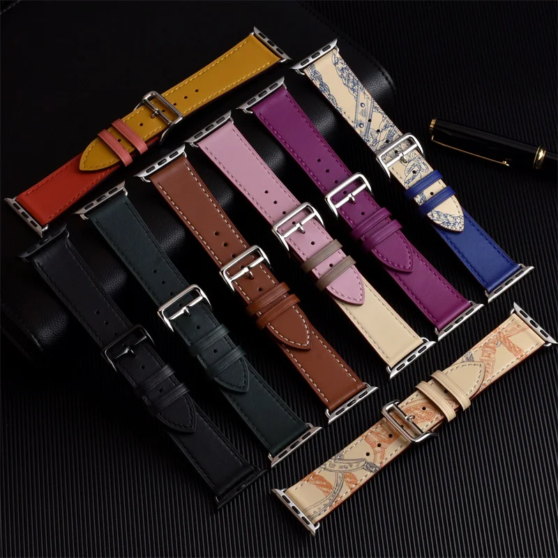 

Leather Watchband For Apple Watch Band 38mm 40mm 41mm 42mm 44mm 45mm Smartwatch Watchband Bracelet iWatch Series 3 5 4 SE 6 7