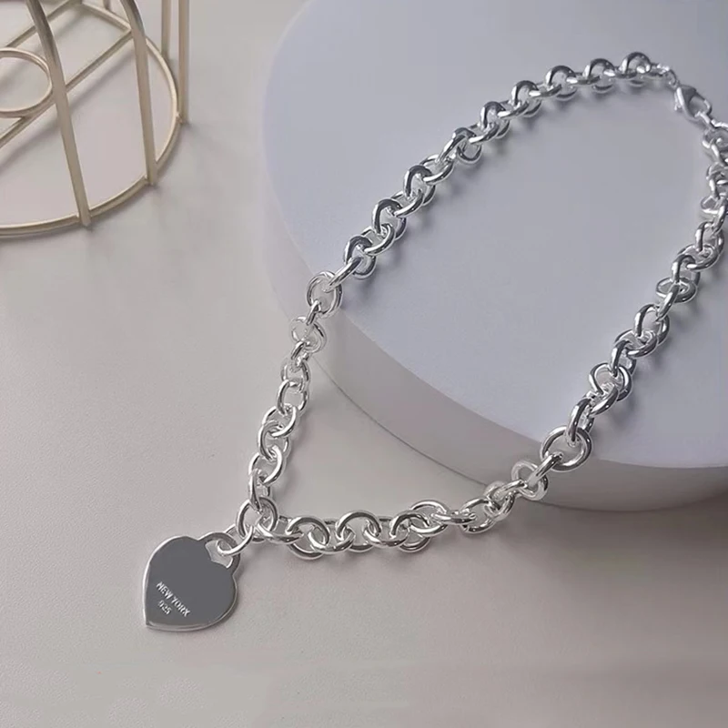 

Tifheart Classic Drop Glue Flower Heart Pendant Couple Necklace 925 Sterling Silver Women's Luxury Brand Jewelry Christmas Gifts