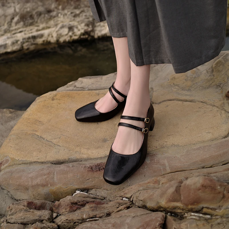 Женские туфли-лодочки из овчины женские туфли Мэри Джейн во французском стиле с