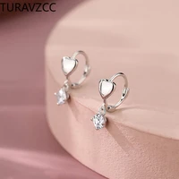 cute silver color heart earring bling zircon stud earrings for women girl fashion jewelry new gift