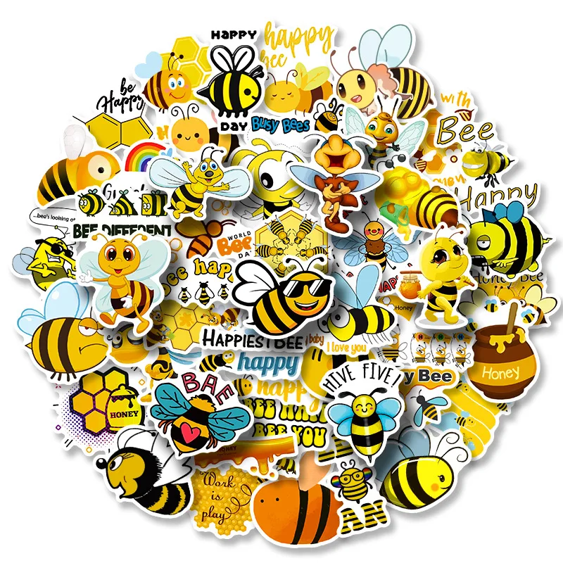 

50PCS Little Bee Sticker Children's Cartoon Animal Little Bee Ipad Mobile Computer Luggage Graffiti Sticker