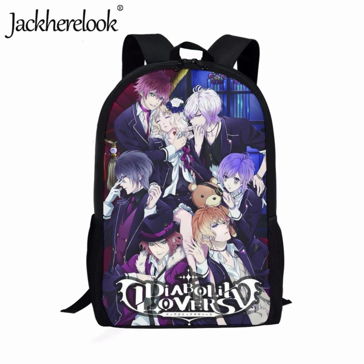 Jackherelook Girl's School Bags Anime Diabolik Lovers Pattern Book Bags Fashion Large Capacity Travel Backpack Teenagers Mochila