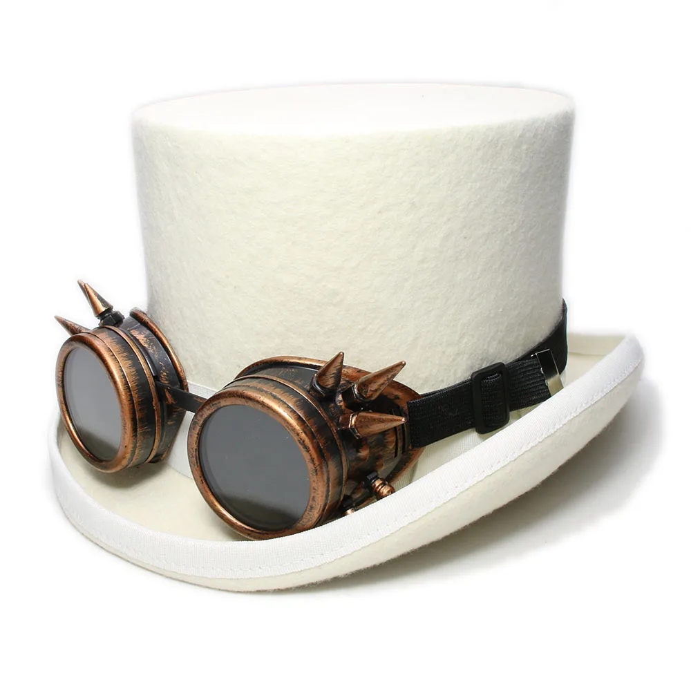 Pure Cashmere Retro Gothic Dome Steampunk Rivet Windproof Mirror Stiff Boots
 President Magic Gentleman Hat