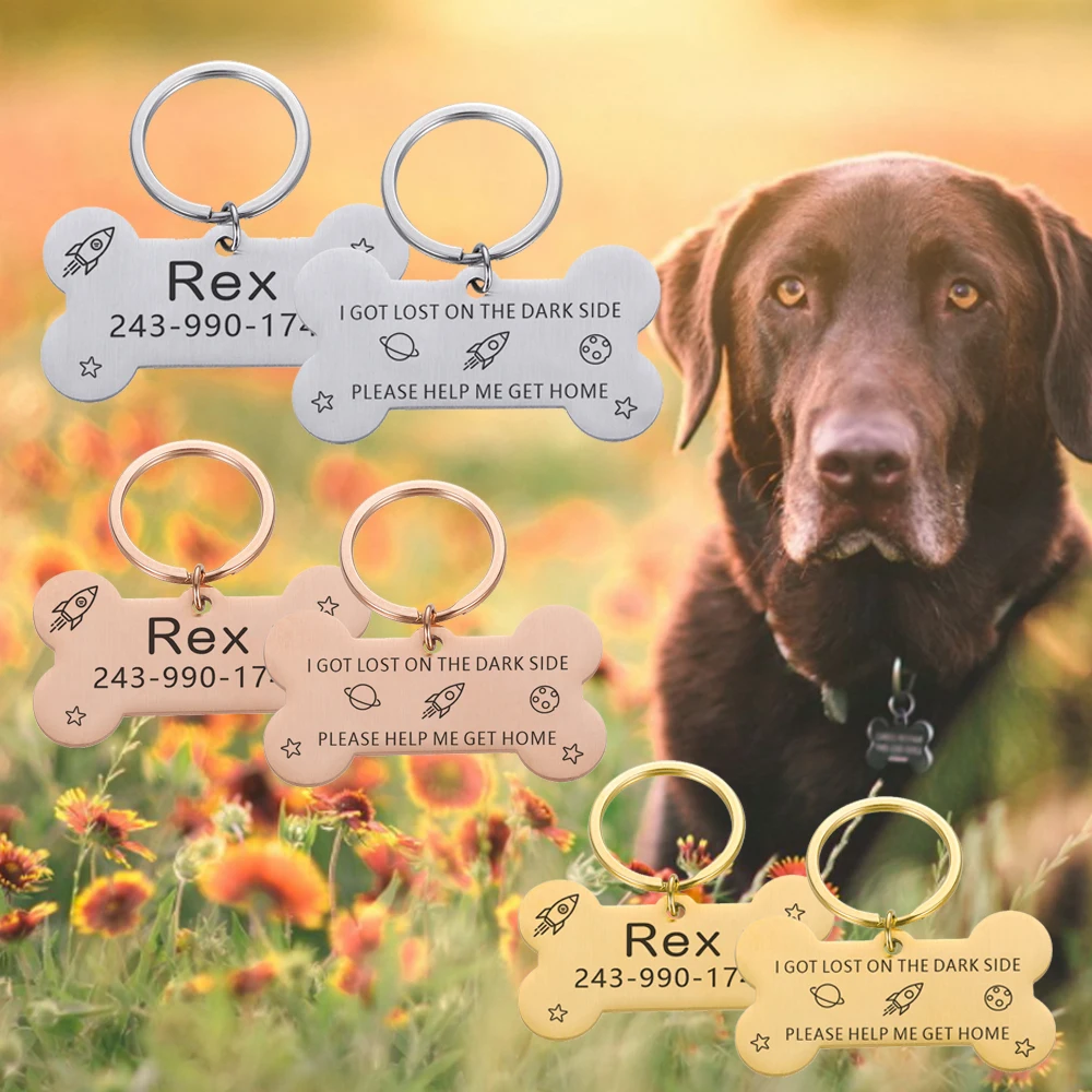 

Индивидуальные идентификационные бирки для собак и кошек, персонализированная гравировка имени, ошейника для домашних животных, табличка ...