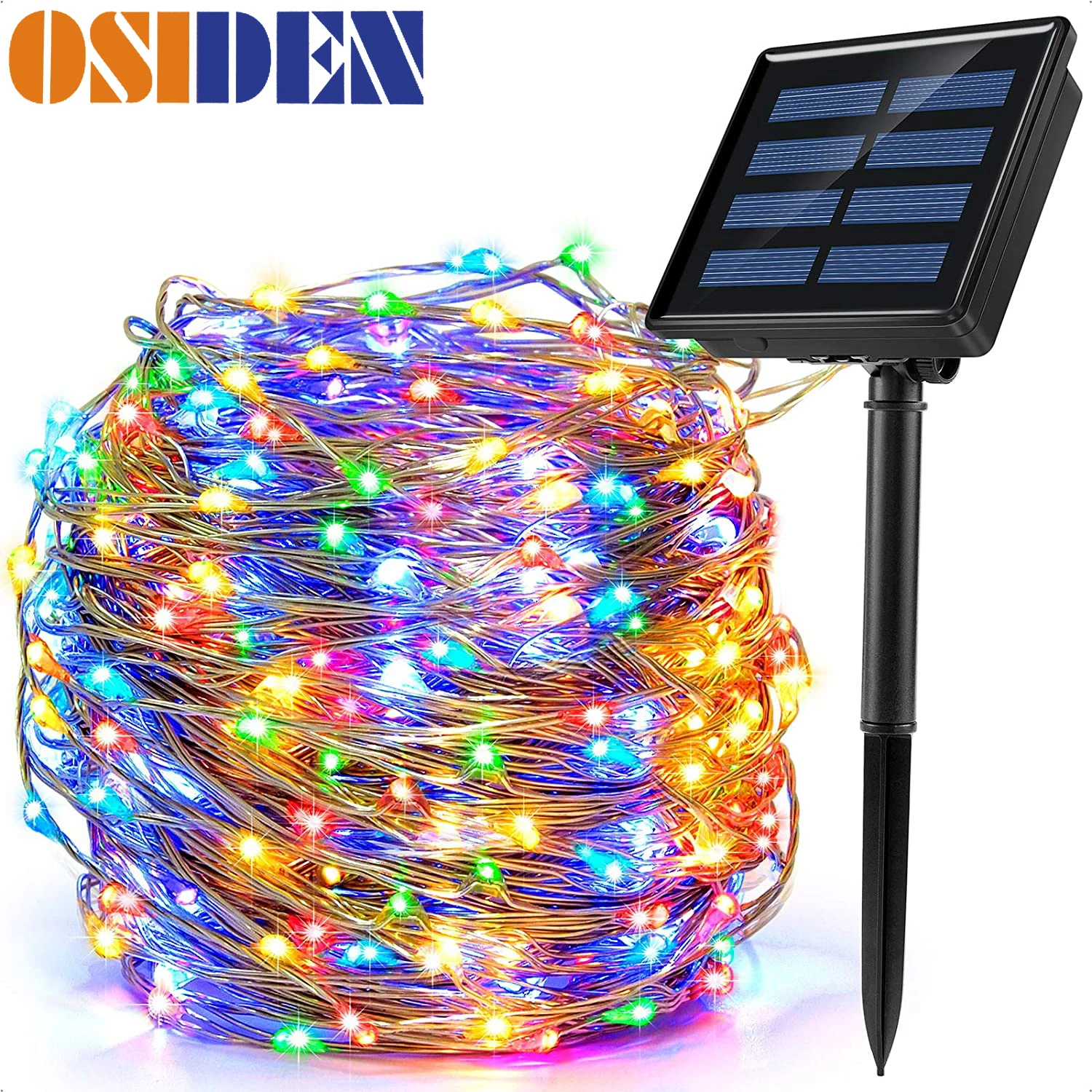 OSIDEN-guirnalda de luces LED para exteriores, lámpara Solar de 7m/12m/22m para Hadas, vacaciones, fiesta de Navidad, iluminación IR regulable