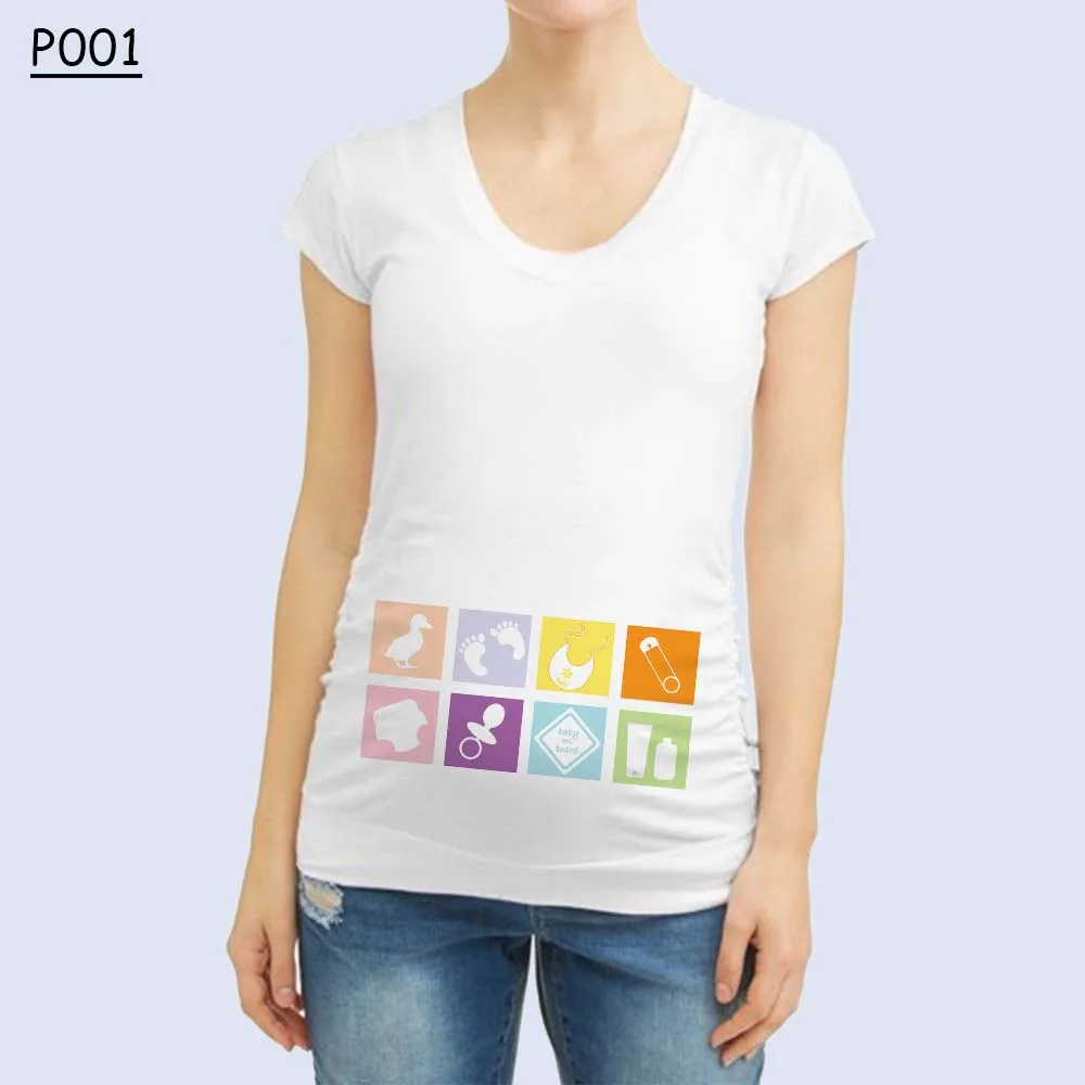 Простая мультяшная Одежда для беременных летняя белая одежда с коротким рукавом