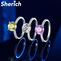 sherich 2ct 925 silver moissanite pink diamond ring yellow girls fashion jewelry woman holiday anniversary gift
