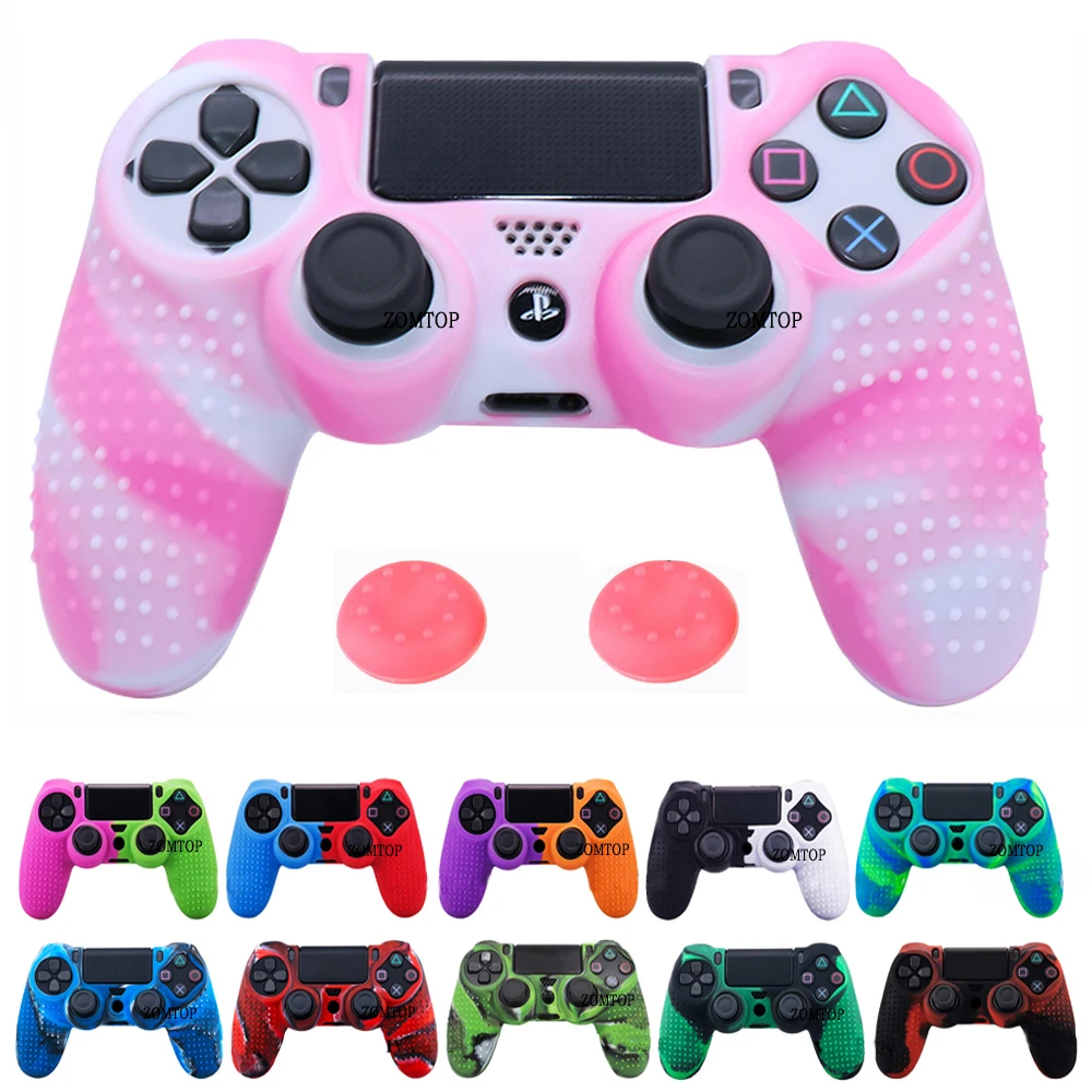 Studded Dots Silicone Rubber Gel Customizing Cover for Sony PS4/slim/Pro Dualshock 4 Controller with 2 Thumb Grips Caps