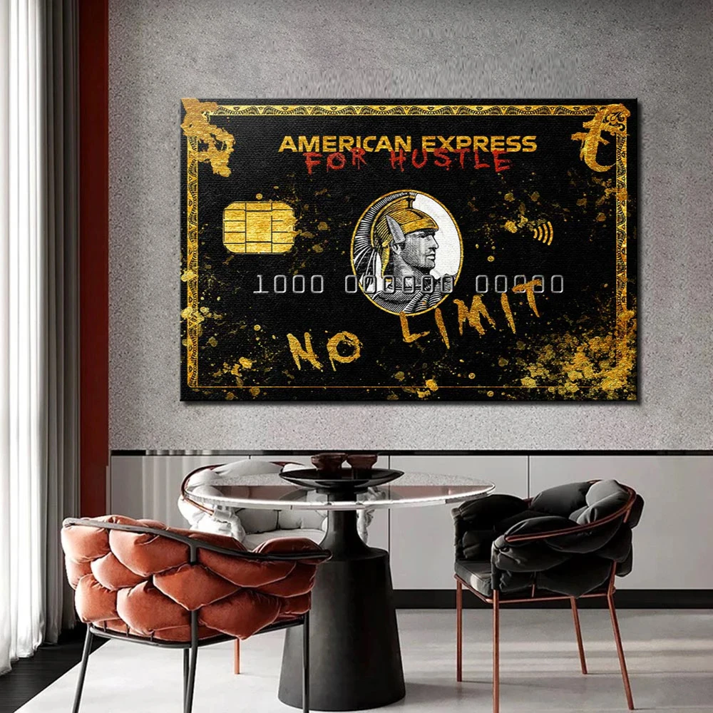 

American Express For Hustle Bank Card Credit Card Graffiti Wall Art Canvas Painting Posters Prints for Living Room Home Decor